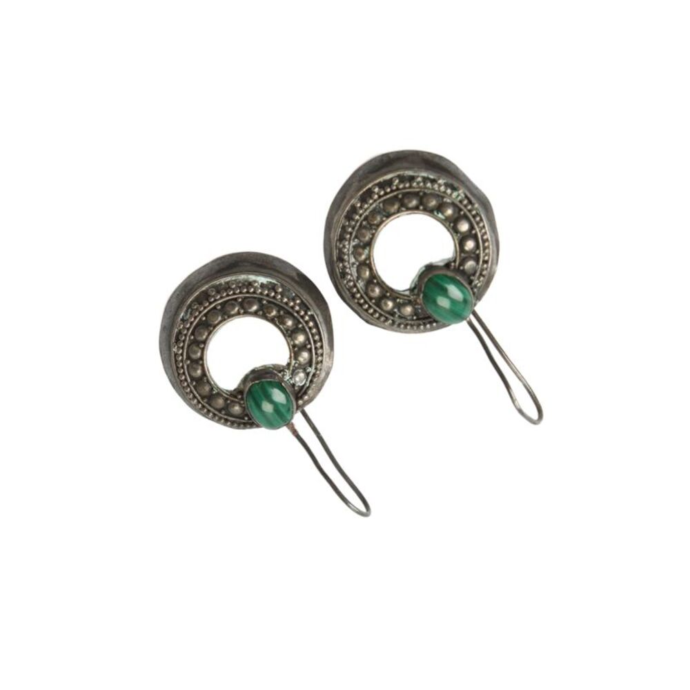 Designer Womens 925 Silver Malachite Drop Earrings 4.8g